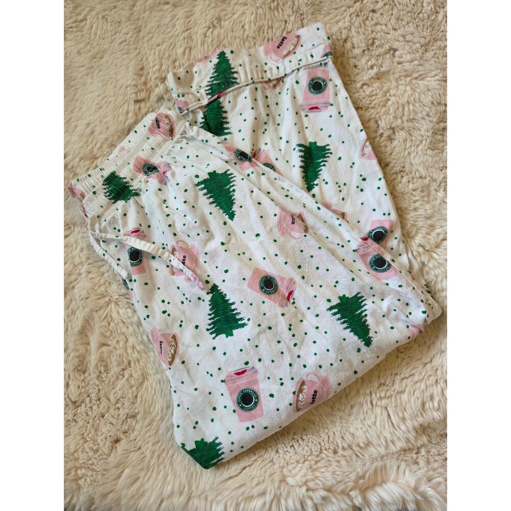 8 Oak Lane 100% Cotton Christmas Trees and Coffee lattes PJ Pants size M